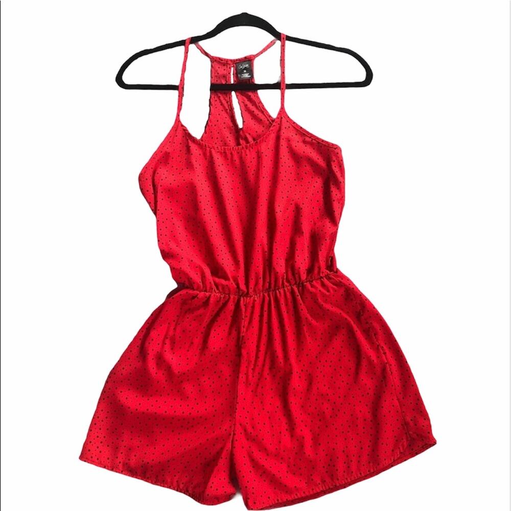 City Stars Polka Dot Red Romper, XS